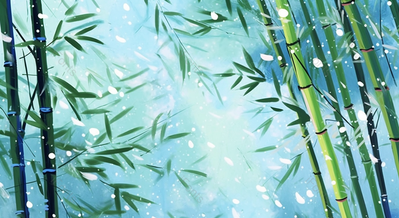 大雪季节里的竹子小清新插画,插画/手绘图,插画/手绘图库,插画/手绘图下载,插画/手绘